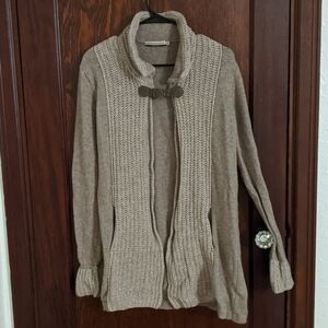 Chiaramente Italian Wool Blend Blown Long Buckle Front Cardigan  Pockets Sz Sm